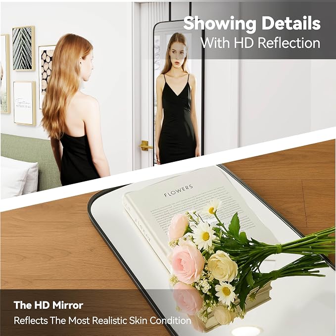 SCWF-GZ 57x16 Door Hanging Full Length Mirror, Floor Stand Wall Mounted Metal - Image 9