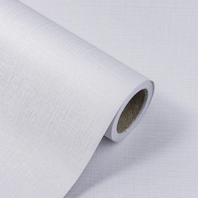 White Wallpaper Grasscloth Peel and Stick Wallpaper 15.7"x 1181" Fabric Contact - Image 9