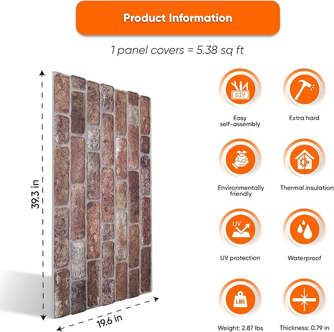IZODEKOR 3D Wall Panels Brick Effect - Image 3