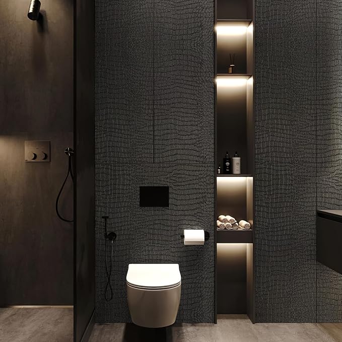 Zeeko Black Peel and Stick Wallpaper 17.3" x 118" Removable Crocodile Wallpaper - Image 3