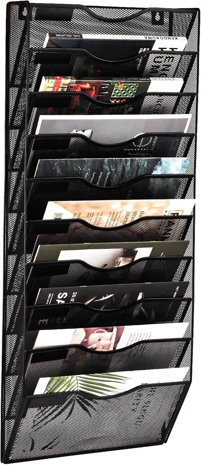 EASEPRES 10 Pocket Mesh Hanging Wall File Organizer, Wall Mounted Mail Paper by EASEPRES