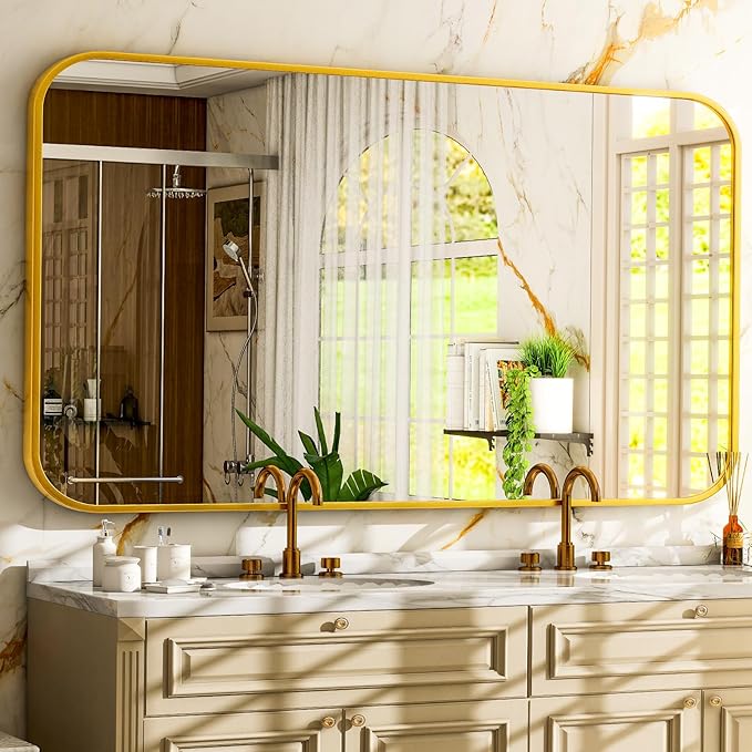 Easly 26 x 38 Inch Bathroom Mirror, Rounded Rectangular Vanity Mirror by EASLY