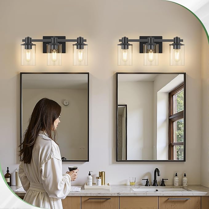 DORESshop 20 Inch Upgraded Bathroom Light Fixtures, 3-Light Black Bathroom - Image 6