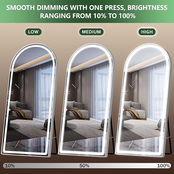 FENNIO Full Length Mirror with Lights, Free Standing Lighted Floor Mirror - Image 8