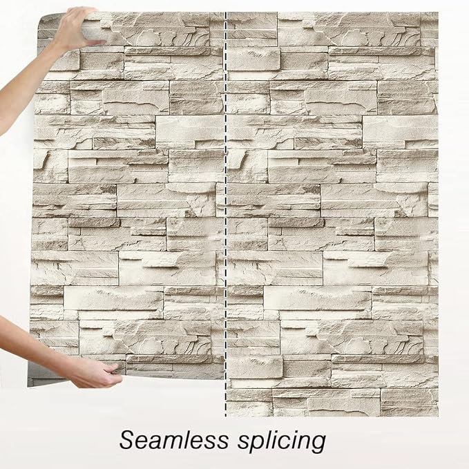 Jeweluck Stone Wallpaper Peel and Stick Brick Wallpaper 17.7”×196.8” Brick - Image 5