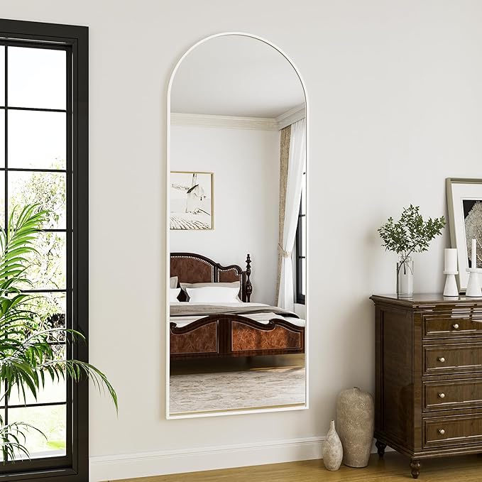Rowjut Floor Mirror Arched Full Length Mirrors, Living Room, Aluminum Frame by Rowjut