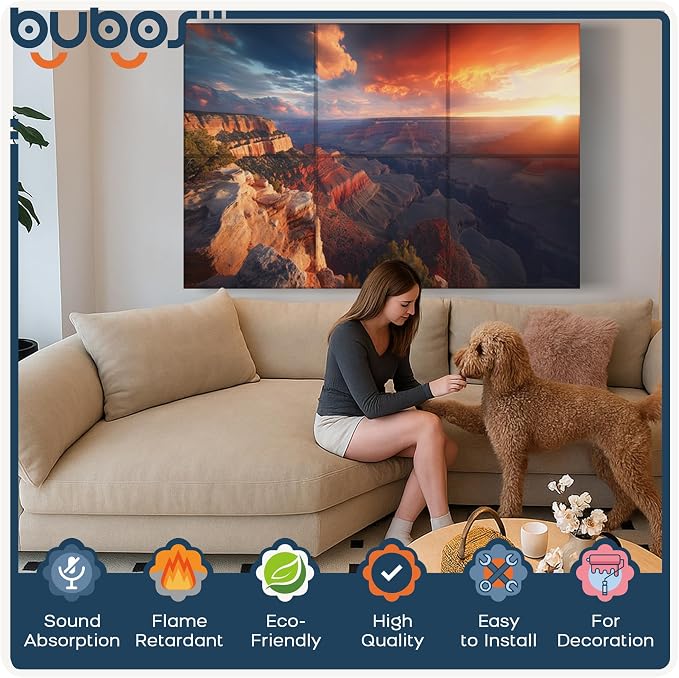 BUBOS 6 Pack Art Acoustic Panels, 70.8" x 47.2" Sound Absorbing Wall Decor - Image 3
