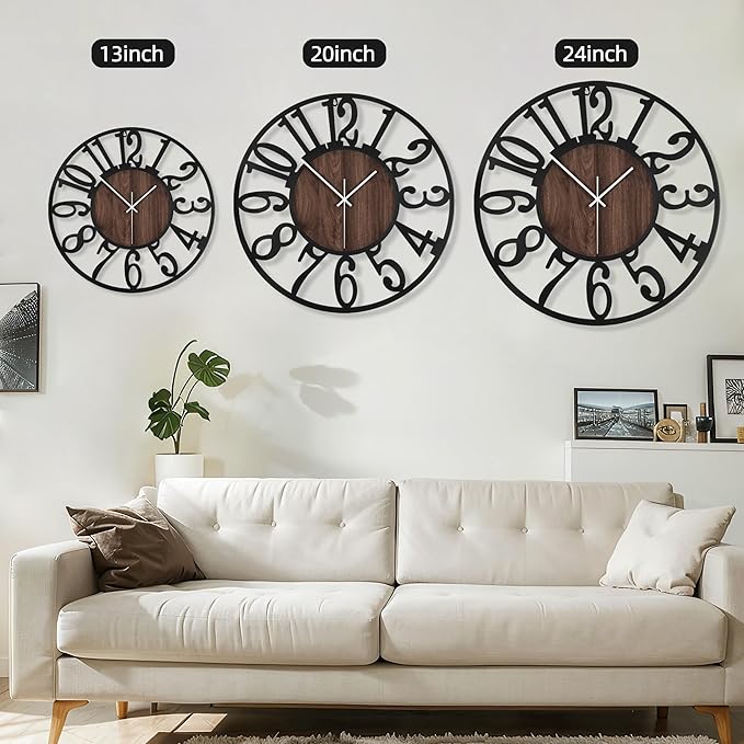 Maxstar Round Wall Clock for Living Room Decor Battery Operated Non Ticking - Image 3