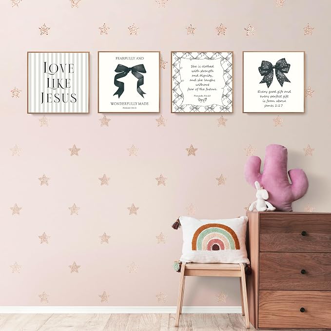 LARTSFRO Coquette Black Bow Jesus Wall Art Decor Posters, Inspirational Bible - Image 3