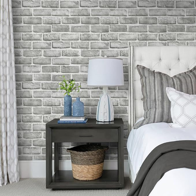 Guvana 17.3" x 394" Grey Brick Wallpaper Peel and Stick 3D Brick Contact Paper - Image 8