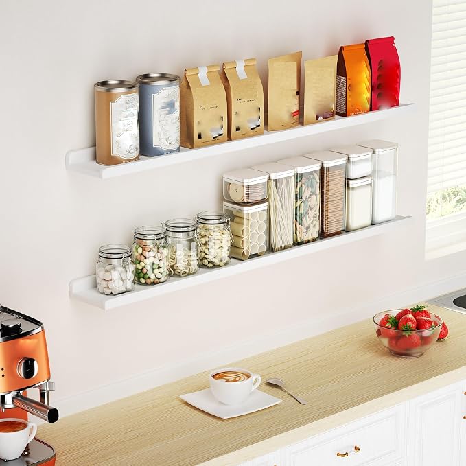 Love-KANKEI 48 Inch Long Floating Shelves Wall Mounted Set of 2, Large Wood - Image 6