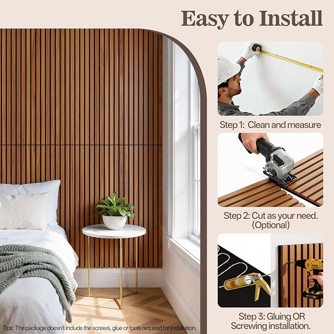 4 Pack Wood Panels for Wall, 47.24" x 12.79" Acoustic Wood Slat Wall Panel for - Image 7