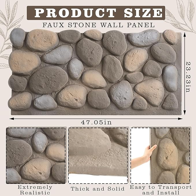 1 Pack PU Faux Stone Panel 47"w x 23.23"h x 2"d Stone Veneer - Image 2