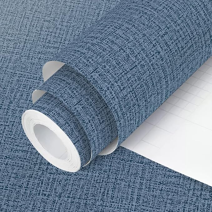 Blue Wallpaper Grasscloth Peel and Stick Wallpaper 17.7inch x 196.8inch by lenify