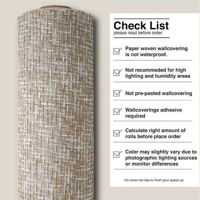 Ansehan Wallcovering W010103 Cosmo Collection 36" W x 8 Yard L, Natural Paper - Image 8