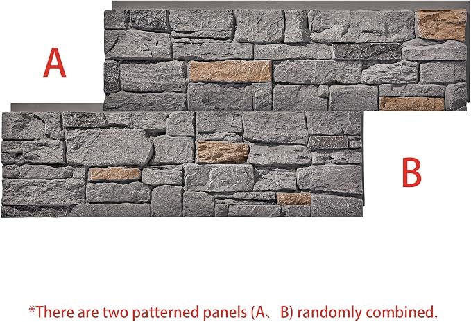 Faux Stone Wall Panels 2-Pack PU Stone Veneer Siding, Mortarless 46.25x12.88 - Image 2