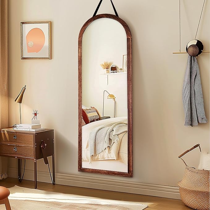 16"x48" Arched Full Length Mirror Solid Wood Wall Mirror - Image 7