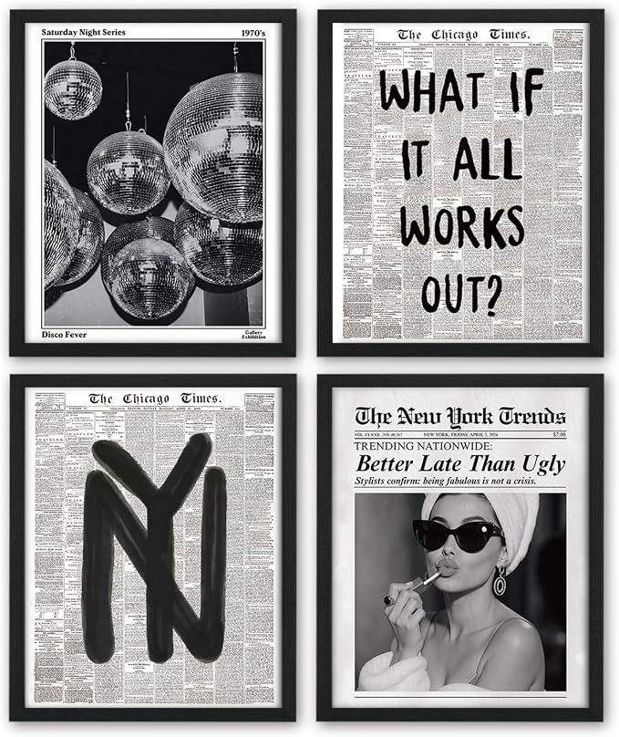 NaZaUK Trendy Preppy New Yorkers Poster Decor, Funky Aesthetic Wall Art Prints by Unknown