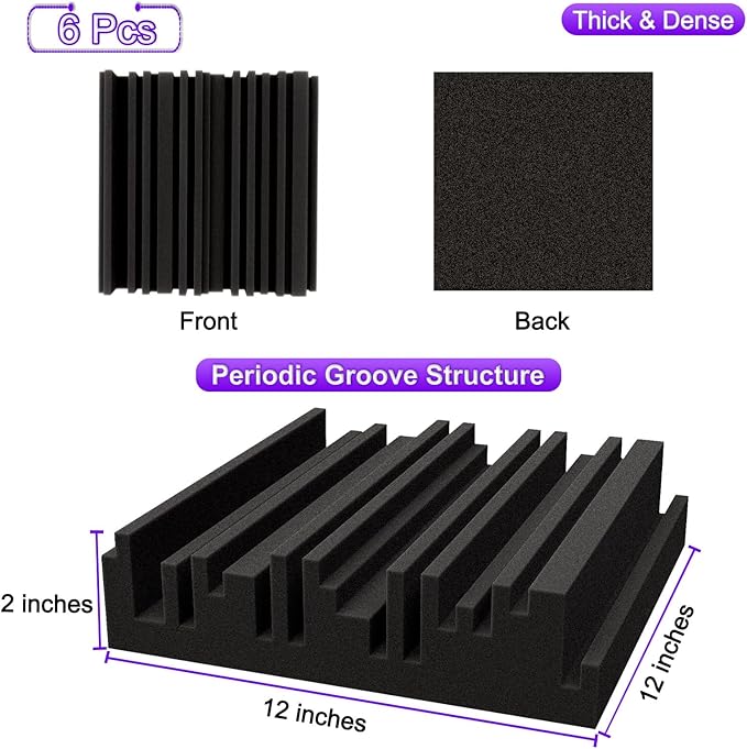 TroyStudio Thick Acoustic Foam Panels, Dense Soundproof Padding Tile, Recording - Image 2