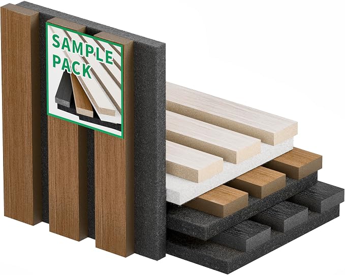 3 Pack Sample Set 3D Acoustic Slat Panels, 4.72" x 5.9" Sound Absorbing Wood by HomeUpgradeMadeSimple