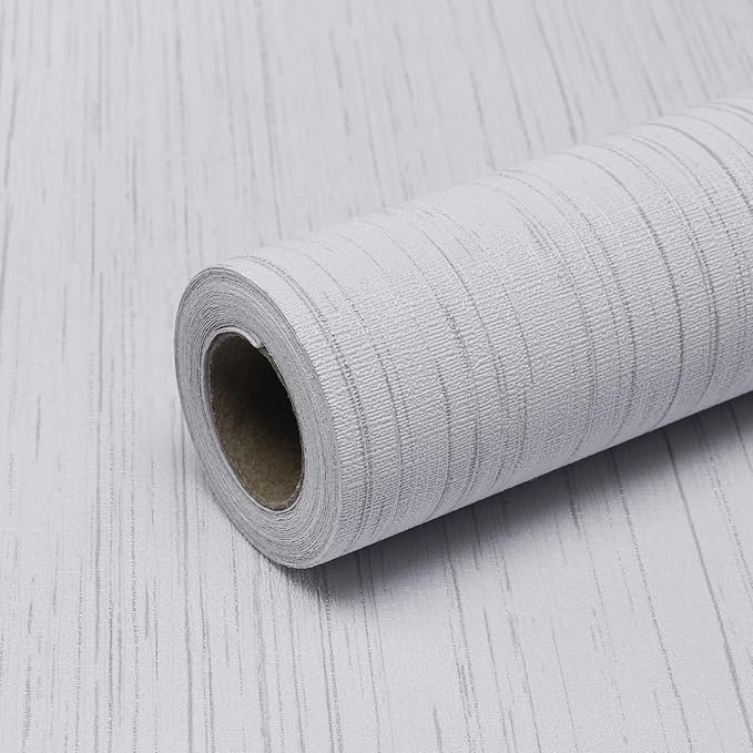 White Grasscloth Peel and Stick Wallpaper Vintage Texture Removable Waterproof by Qianglive