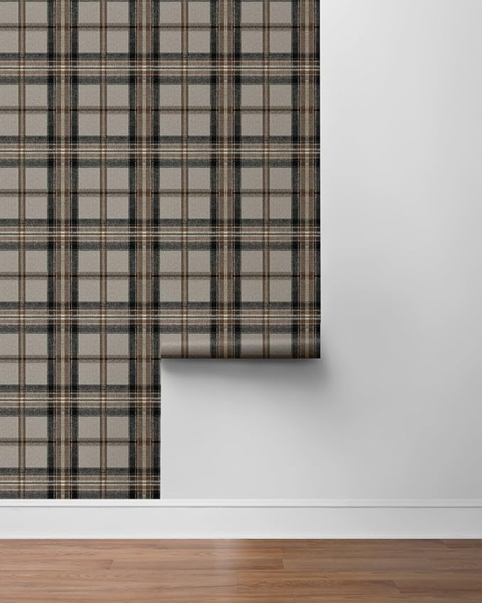 NextWall Harry & Grace Herringbone Plaid Premium Matte Non-Woven Peel and Stick - Image 6