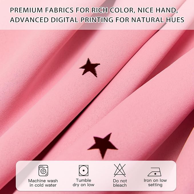XiDi Pink Curtains for Bedroom Decor, Baby Pink Kids Blackout Curtains for - Image 4