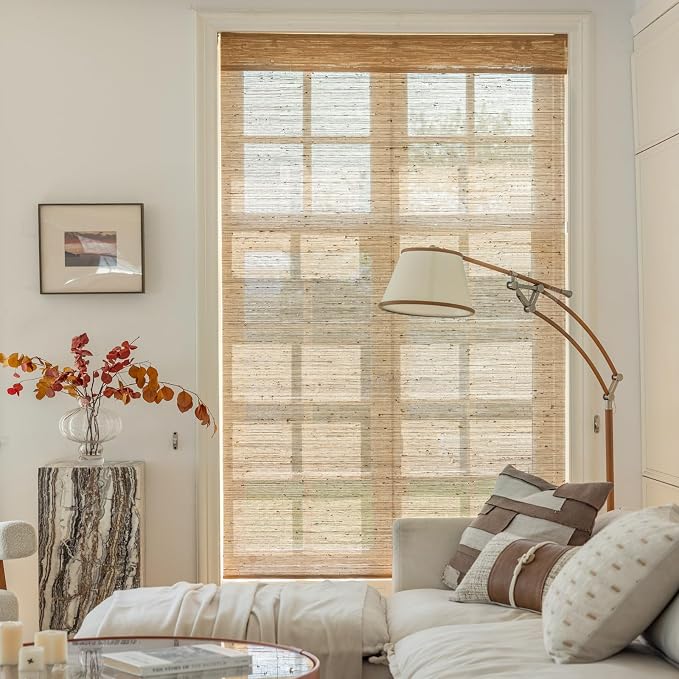 DEJAVU Cordless Bamboo Roman Shades, Natural Woven Shades - Image 2
