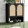 VINGLI Black Rattan Medicine Cabinet Wall Mounted, Arched Modern Farmhouse by VINGLI