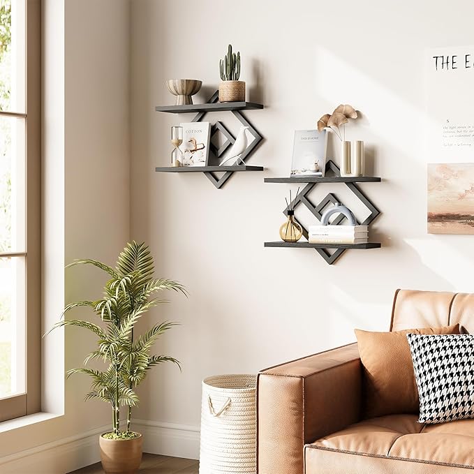 ELYKEN Floating Shelves for Wall, 2-Tier Wall Mounted Storage Shelves for Books - Image 5