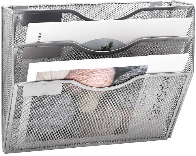 EASEPRES 3 Pocket Mesh Hanging Wall File Organizer, Wall Mounted Mail Paper - Image 4