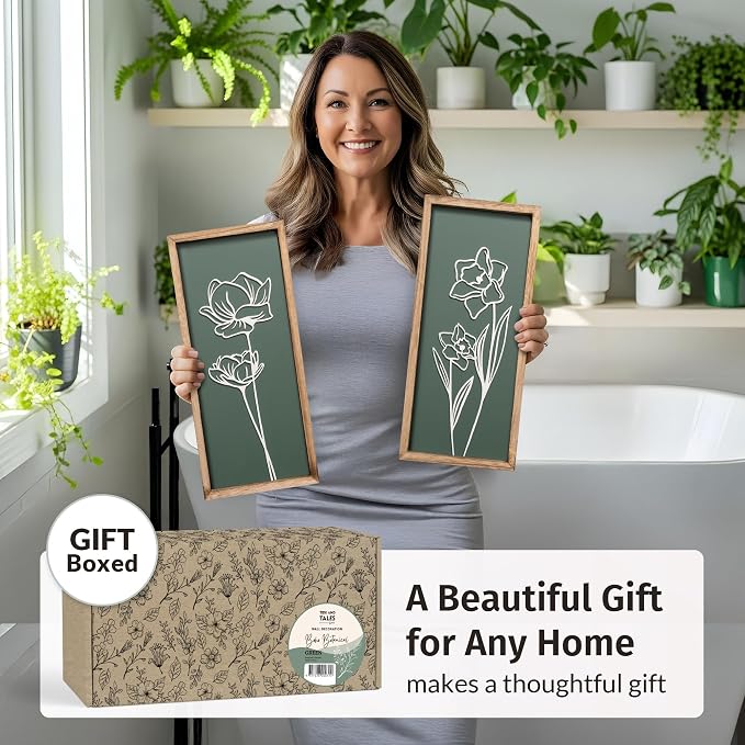 3D Floral Green Wall Art Lightweight, Wooden Ready-to-Hang Boho Framed Wall Art - Image 7