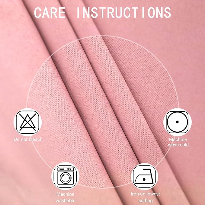 LEMOMO Blackout Curtains 52 x 120 Inch Long Pink Curtains Set of 2 Panels Room - Image 4