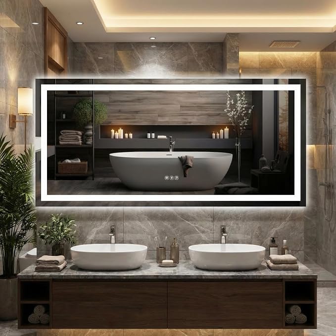 LED Bathroom Mirror 55 x 26 inch, Lighted Bathroom Vanity Mirror by Unknown