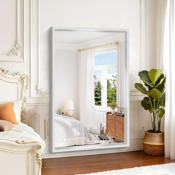 60"x40" Brushed Silver Bathroom Mirror, Large Rectangular Mirror - Image 2