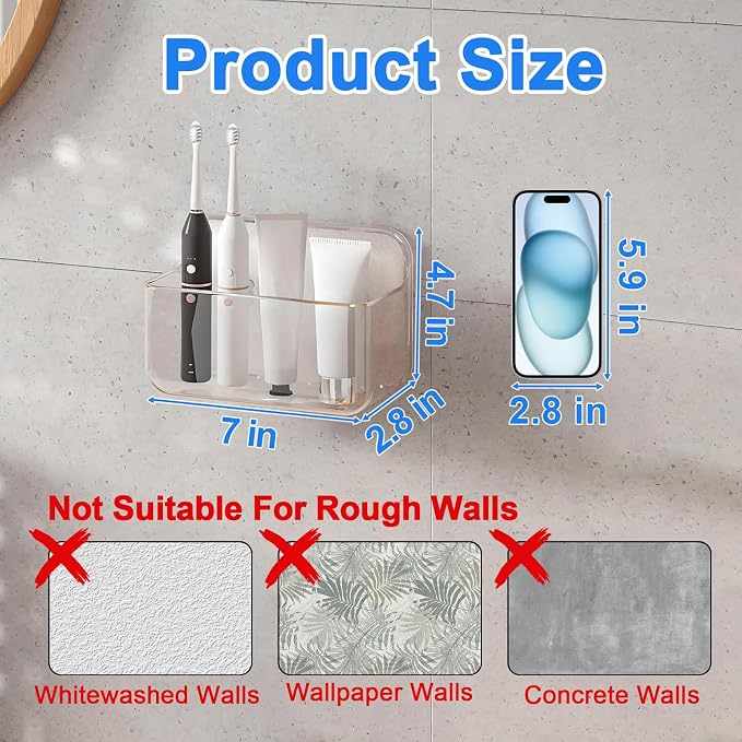 Diesisa 2pc Acrylic Wall Mount Organizer, Small Adhesive Clear Cabinet Door - Image 2