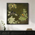 Framed Green Wall Art, Vintage Botanical Flower Bird Nature Canvas Prints by Cuspin