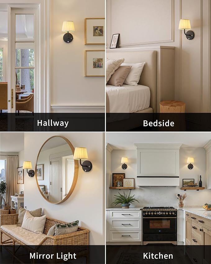 PUSU Motion Sensor Black H9.6 inch Small Wall Sconces Set of 2, LED Cordless - Image 6
