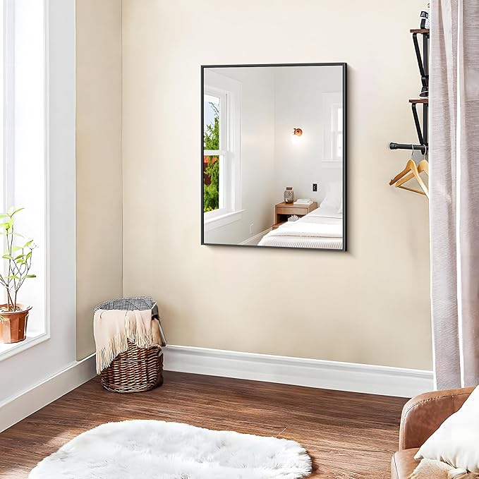 KOCUUY Black Mirror, 24x30 Inch Rectangle Bathroom Mirror - Image 4