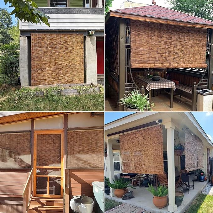 Retro Bamboo Shades 36" 47" 55" 60" 65" 72" 79" Bamboo Roll up Blinds Outdoor - Image 3