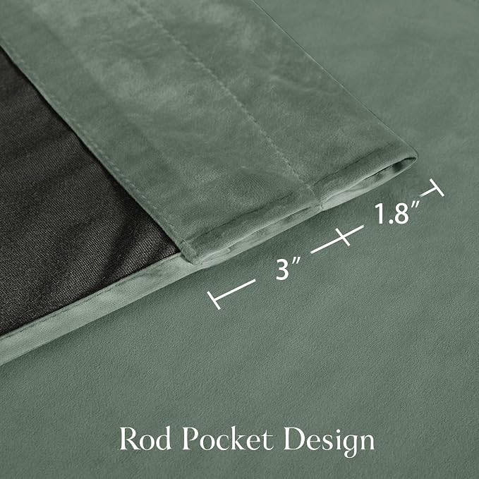 NICETOWN Green Velvet Curtains 96 inches Long 2 Panels - Image 5