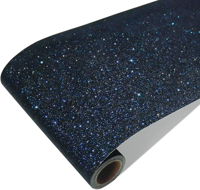 CRE8TIVE Black Blue Wallpaper Border Black Glitter Wallpaper Stick and Peel by CRE8TIVE