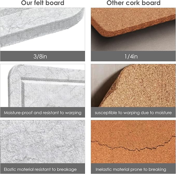 Lightomorrow Bulletin Board, 24 x 18 inches Felt Board Decorative Pin Board - Image 5