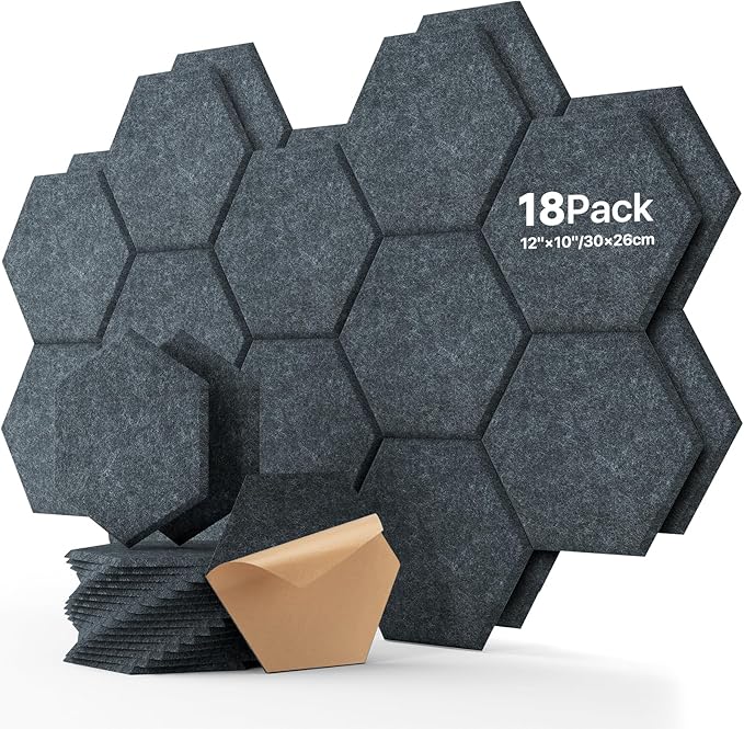 Soundsbay Acoustic Panels, 18 Pack Hexagon Soundproof Wall Panels High Density by Soundsbay