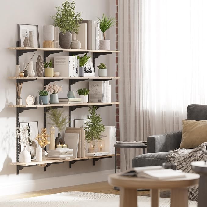 Wallniture Turin 60" Long Wall Bookshelf, Floating Shelves - Image 5