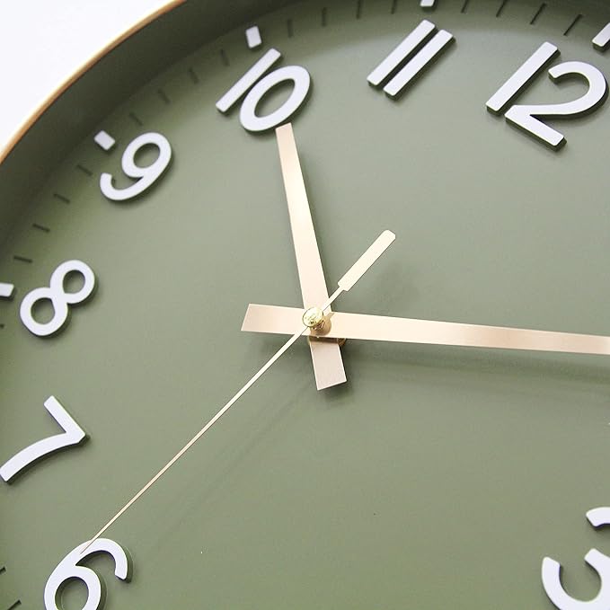 HZDHCLH Wall Clocks Battery Operated, Wall Clock Green Gold, 12 inch Wall Clock - Image 5