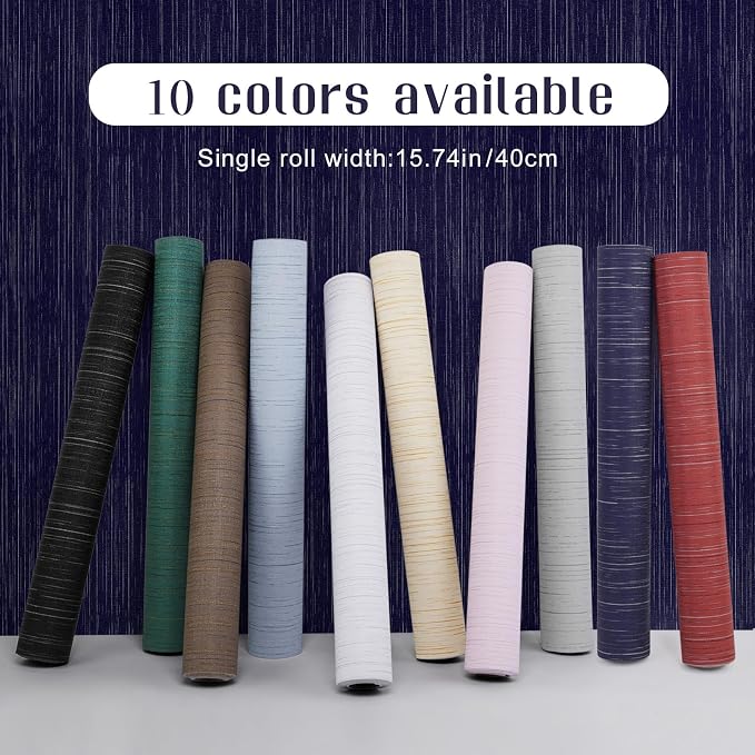 Navy Blue Grasscloth Peel and Stick Wallpaper Vintage Texture Removable - Image 2