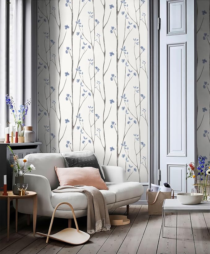 Timeet Purple Peel and Stick Wallpaper Removable Self-Adhesive Floral Wall - Image 3