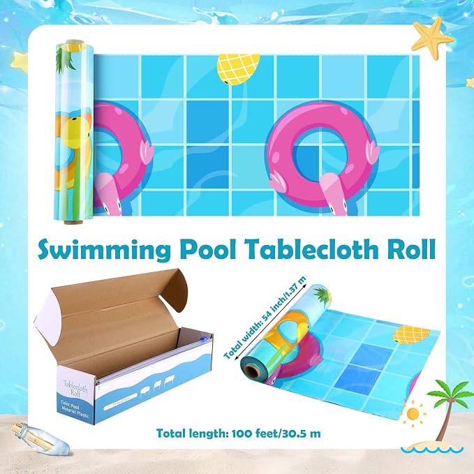Kochorie 100 Ft x 54 Inch Swimming Pool Plastic Tablecloth Roll Pool Party - Image 2
