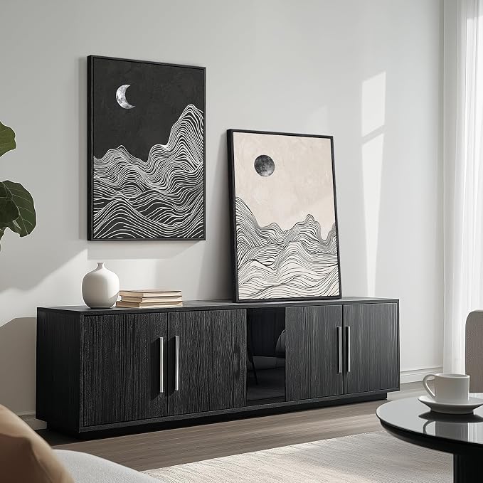 Large Framed Black and White Abstract Wall Art - Image 8